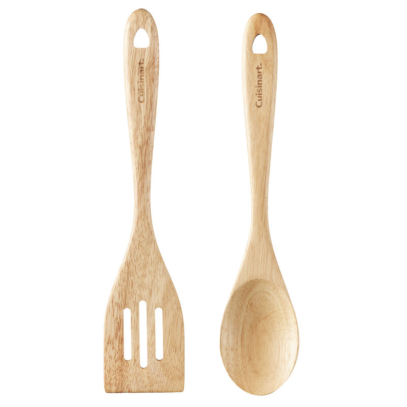 GreenGourmet Rubberwood 2-Pc Tool Set (Slotted Turner & Solid Spoon)